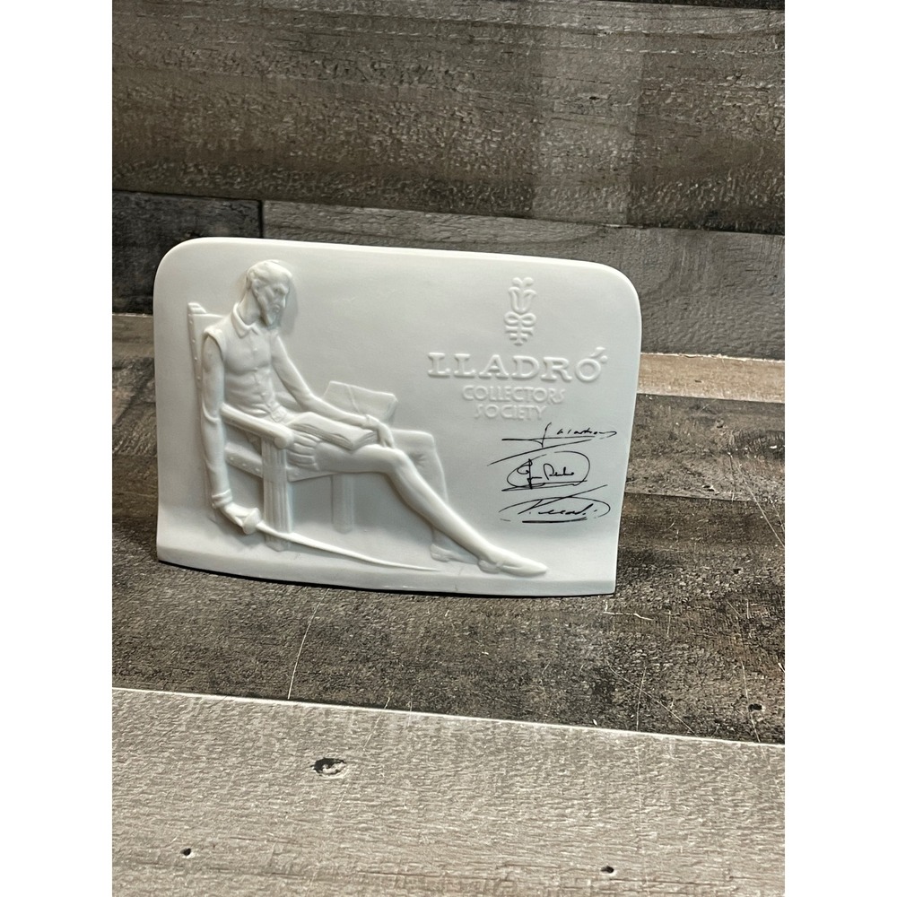 Lladro Collectors Society Don Quixote White Bisque Porcelain Plaque Spain 1985